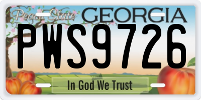 GA license plate PWS9726