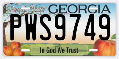 GA license plate PWS9749