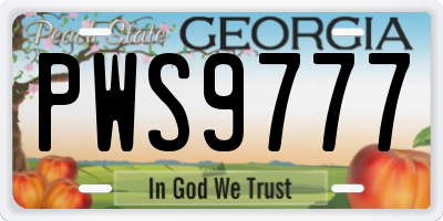 GA license plate PWS9777