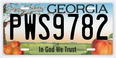 GA license plate PWS9782