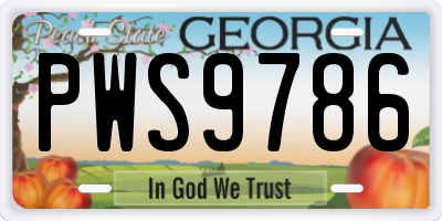 GA license plate PWS9786