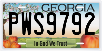 GA license plate PWS9792
