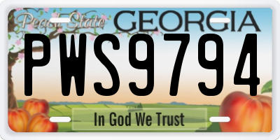 GA license plate PWS9794