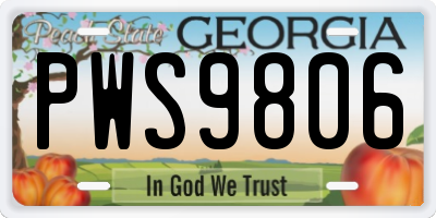 GA license plate PWS9806