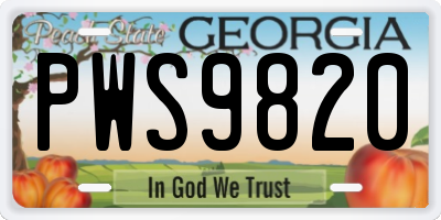GA license plate PWS9820