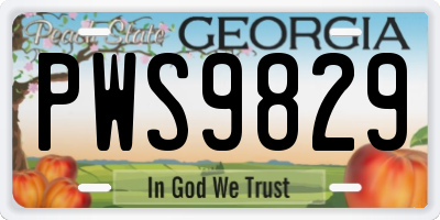 GA license plate PWS9829