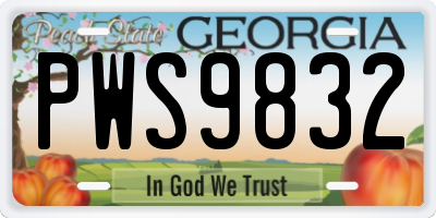 GA license plate PWS9832