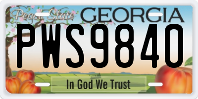 GA license plate PWS9840