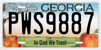 GA license plate PWS9887