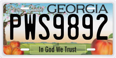 GA license plate PWS9892