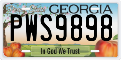 GA license plate PWS9898