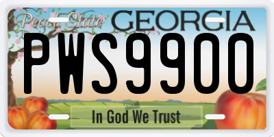 GA license plate PWS9900