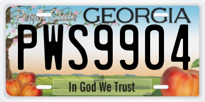 GA license plate PWS9904