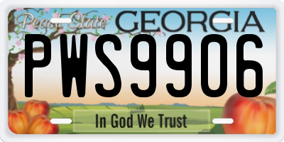 GA license plate PWS9906