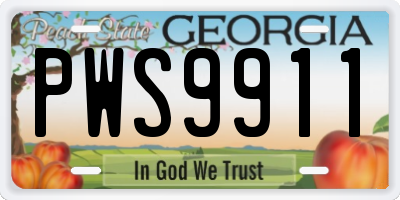 GA license plate PWS9911