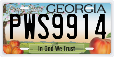 GA license plate PWS9914
