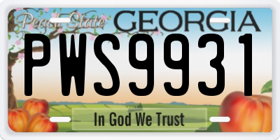 GA license plate PWS9931