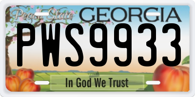GA license plate PWS9933