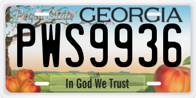 GA license plate PWS9936