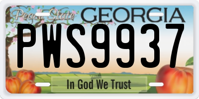 GA license plate PWS9937