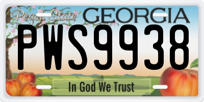 GA license plate PWS9938