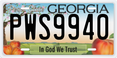 GA license plate PWS9940