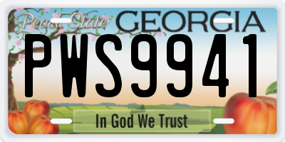GA license plate PWS9941