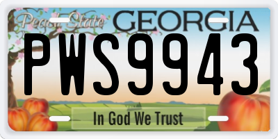 GA license plate PWS9943