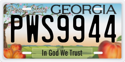 GA license plate PWS9944