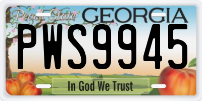 GA license plate PWS9945
