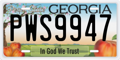 GA license plate PWS9947