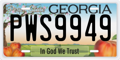 GA license plate PWS9949