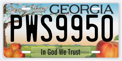 GA license plate PWS9950
