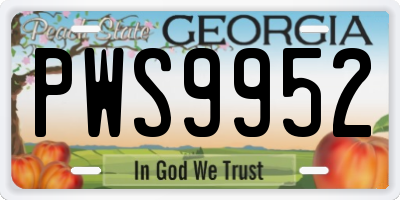GA license plate PWS9952