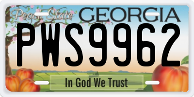 GA license plate PWS9962