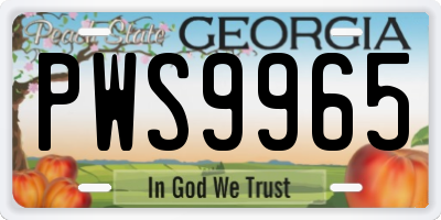 GA license plate PWS9965