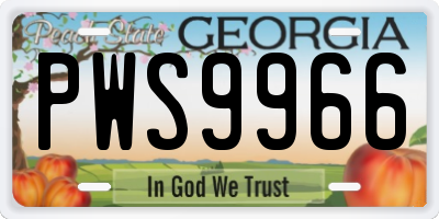 GA license plate PWS9966