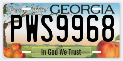 GA license plate PWS9968