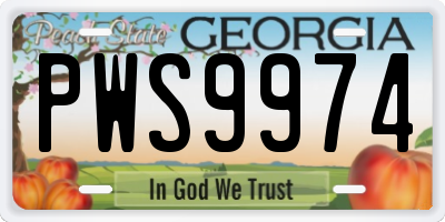 GA license plate PWS9974