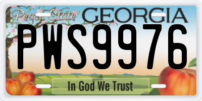 GA license plate PWS9976