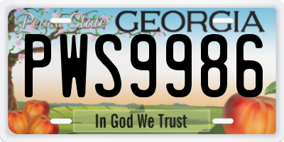 GA license plate PWS9986