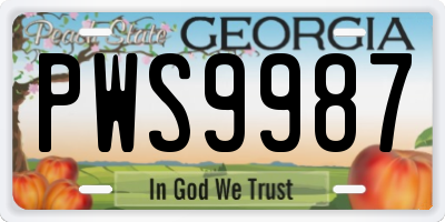 GA license plate PWS9987
