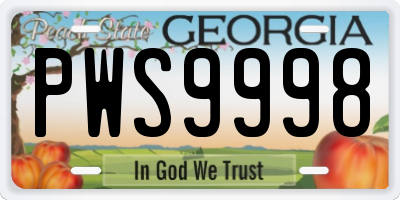 GA license plate PWS9998