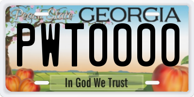 GA license plate PWT0000
