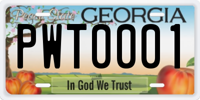 GA license plate PWT0001
