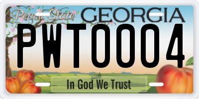GA license plate PWT0004