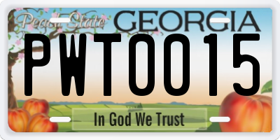 GA license plate PWT0015