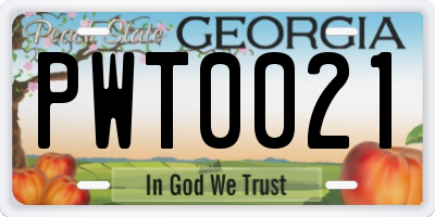 GA license plate PWT0021