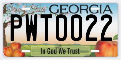GA license plate PWT0022
