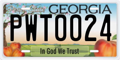 GA license plate PWT0024